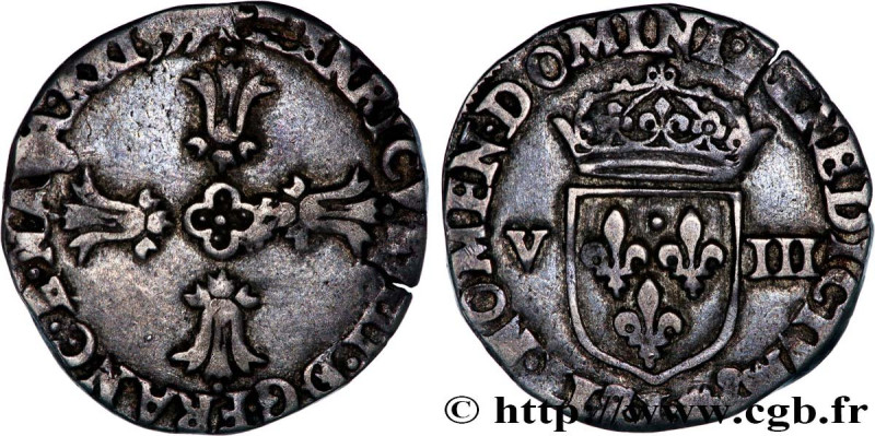 HENRY IV
Type : Huitième d'écu, croix feuillue de face 
Date : 1597 
Mint name /...