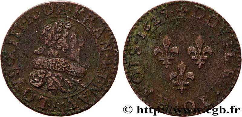 LOUIS XIII
Type : Double tournois, type 6 de Paris 
Date : 1629 
Mint name / Tow...