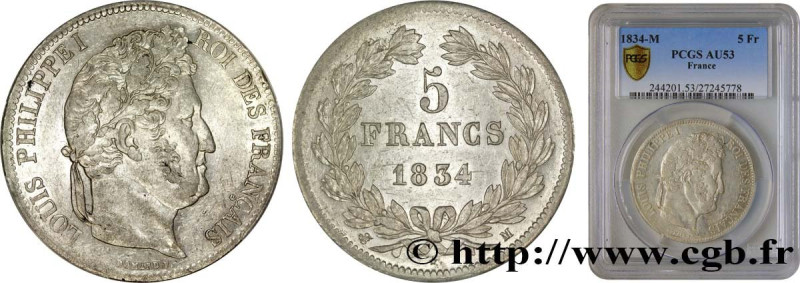 LOUIS-PHILIPPE I
Type : 5 francs IIe type Domard 
Date : 1834 
Mint name / Town ...