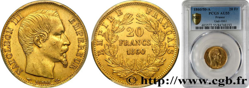 SECOND EMPIRE
Type : 20 francs or Napoléon III, tête nue 
Date : 1860/50 
Date :...