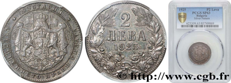 BULGARIA
Type : Epreuve de 2 Leva sans ESSAI en argent 
Date : 1925 
Mint name /...