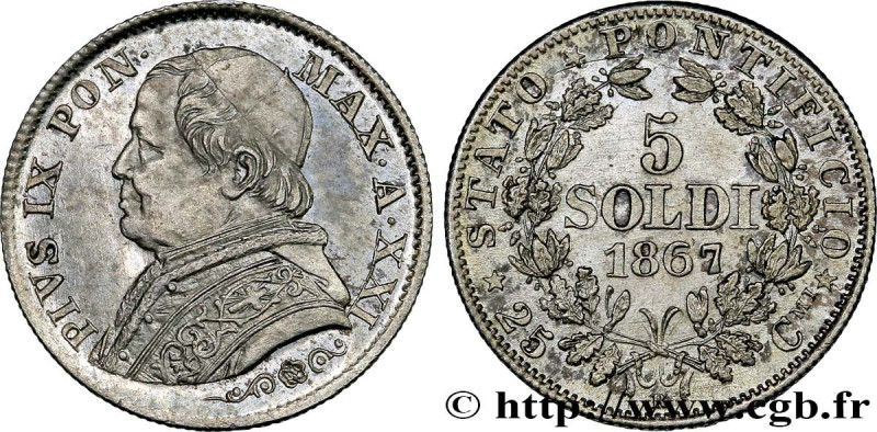 ITALY - PAPAL STATES - PIUS IX (Giovanni Maria Mastai Ferretti)
Type : 5 Soldi a...