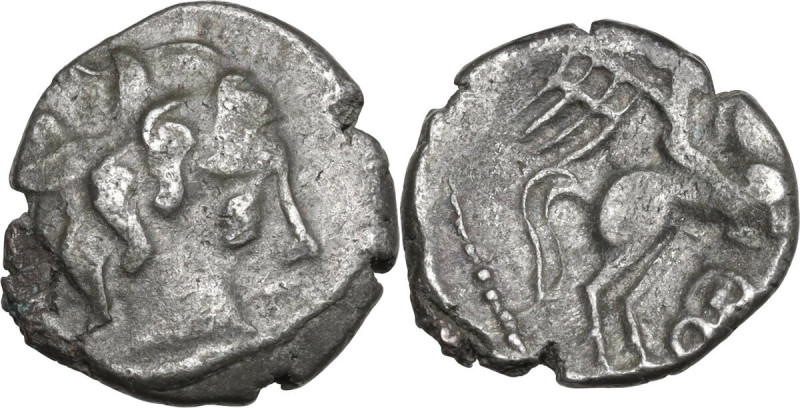 Celtic World. Central Gaul, Pictones. AR Drachm, c. 1st century BC. Obv. Stylize...