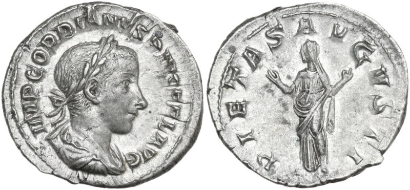 Gordian III (238-244). AR Denarius, 240 AD. Obv. IMP GORDIANVS PIVS FEL AVG. Lau...