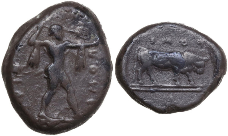 Greek Italy. Northern Lucania, Posidonia. AR Stater, c. 470-445 BC. Obv. Poseido...