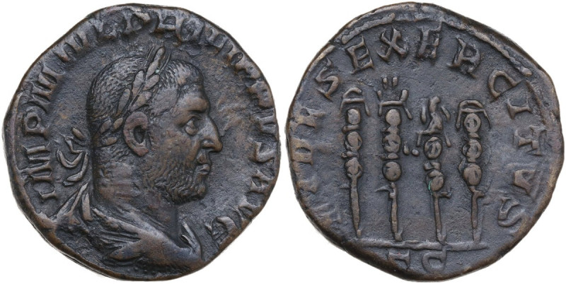 Philip I (244-249). AE As, Rome mint. Obv. IMP M IVL PHILIPPVS AVG. Laureate, dr...