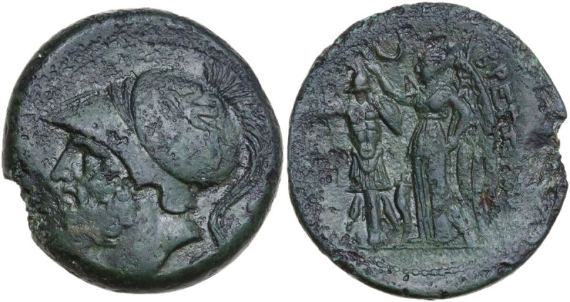 Greek Italy. Bruttium, Brettii. AE Didrachm, c. 214-211 BC. Obv. Helmeted head o...