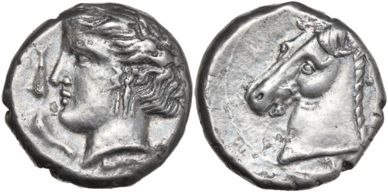 Sicily. Entella. Punic issues. AR Tetradrachm, c. 320/315-305/300 BC. Obv. Head ...