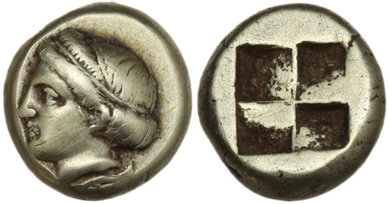 Greek Asia. Ionia, Phokaia. EL Hekte – Sixth Stater, c. 478-387 BC. Obv. Young f...