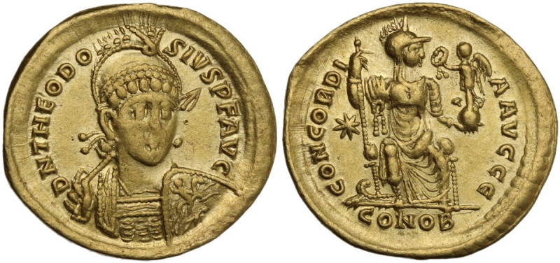 Theodosius II (402-450). AV Solidus, Constantinople mint, 408-430 AD. Obv. DN TH...