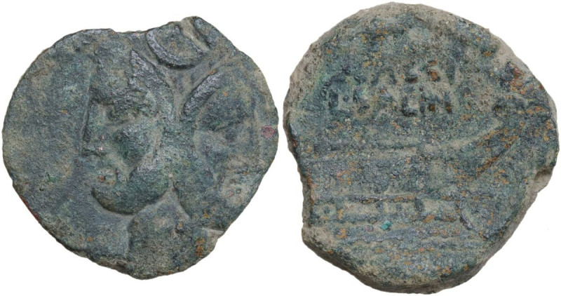 C. Cassius and L. Julius Salinator. AE As, c. 84 BC. Obv. Laureate head of Janus...