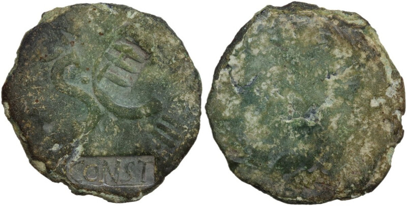 Augustus (27 BC. - 14 AD.). AE As of Augustus. AE. 8.27 g. 26.00 mm. Countermark...