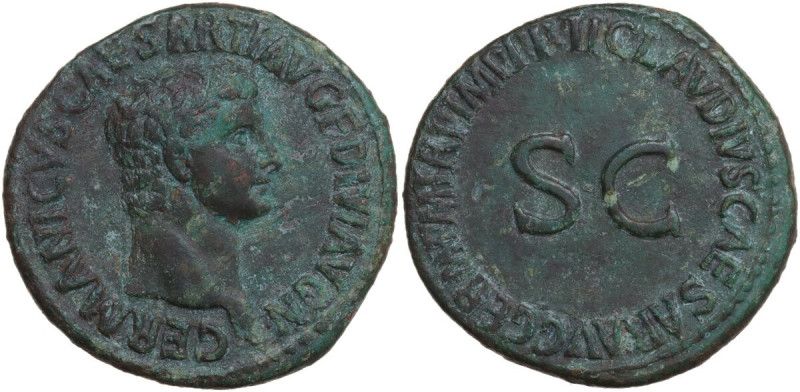 Germanicus, son of Nero Claudius Drusus and Antonia (died 19). AE As, Rome mint,...