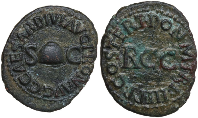 Gaius (Caligula) (37-41). AE Quadrans, 40-41 AD. Obv. C CAESAR DIVI AVG PRON AVG...