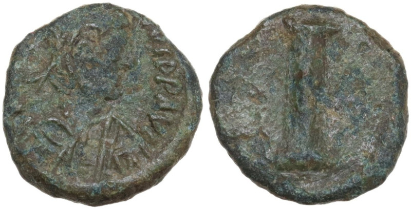 Justinian I (527-565). AE Decanummium. Salona mint. Obv. [DN IVSTINIAN]VS PP AVG...