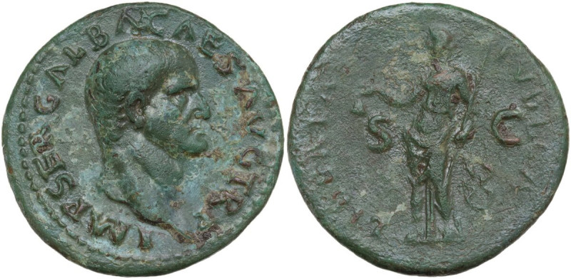 Galba (68-69). AE As, Rome mint. Obv. IMP SER GALBA CAES AVG TR P. Laureate head...