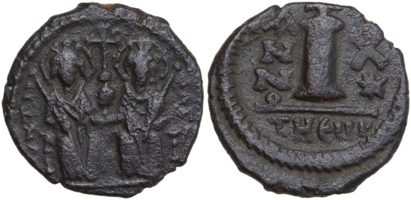 Justin II and Sofia (565-578). AE Decanummium. Theoupolis (Antioch) mint. Dated ...