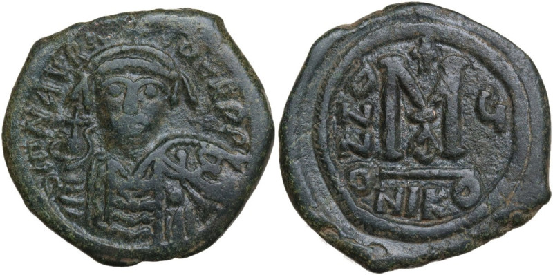 Maurice Tiberius (582-602). AE Follis, Nicomedia mint, 1st officina. Dated RY 6 ...