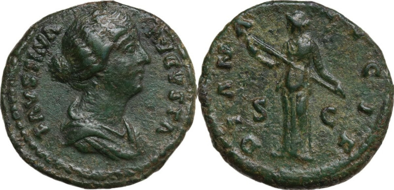 Faustina II, wife of Marcus Aurelius (died 176 AD). AE As. Struck under Marcus A...