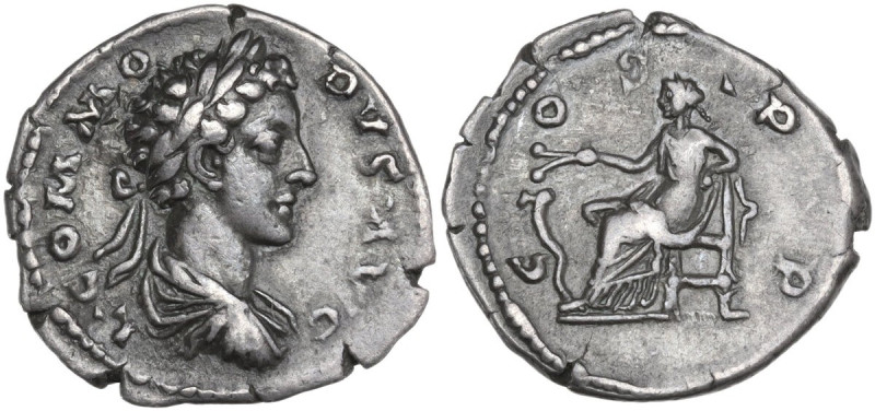 Commodus as Augustus with M. Aurelius (177-180). AR Denarius. Struck under Marcu...