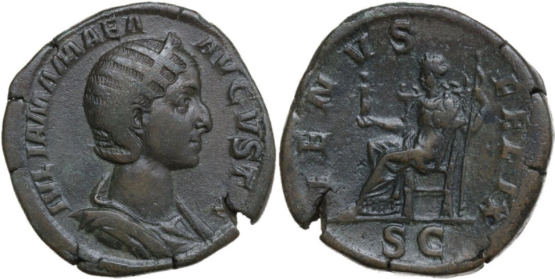 Julia Mamaea, mother of Severus Alexander (died 235 AD). AE Sestertius, struck u...