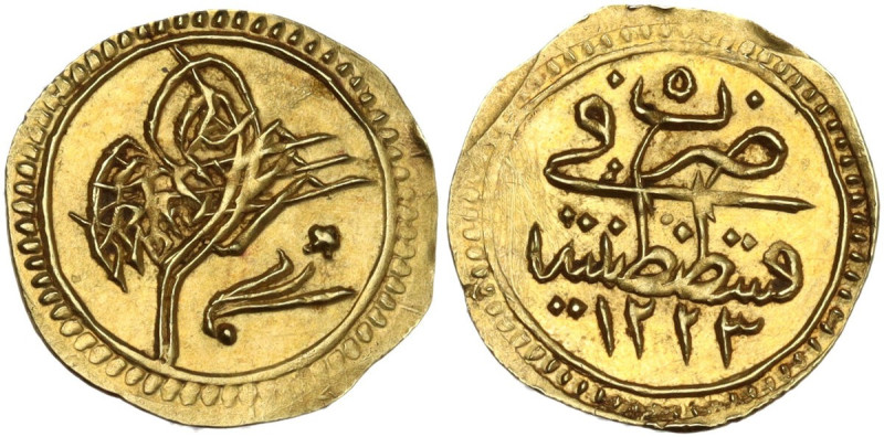 Ottoman Empire. Mahmud II (AH 1223-1255 / AD 1808-1839). AV 1/4 Zeri Mahbub, 122...