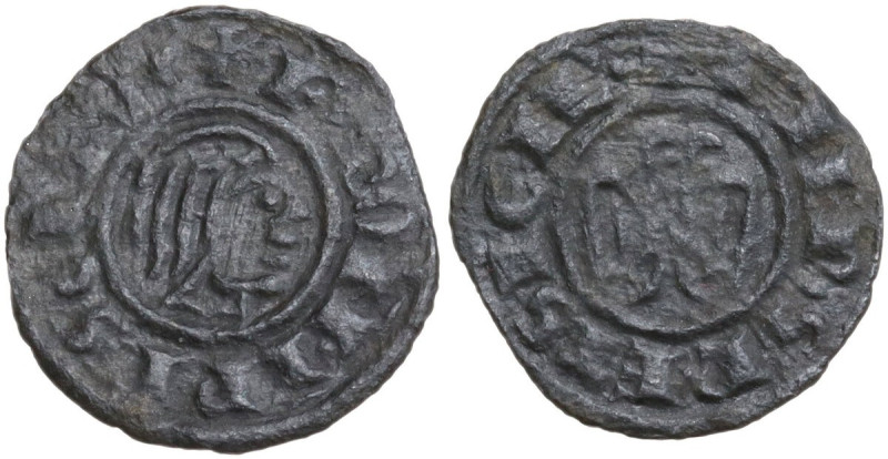 Brindisi. Federico II di Svevia (1197-1250). Mezzo denaro 1243. Sp. 129; Travain...