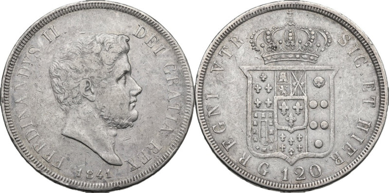 Napoli. Ferdinando II di Borbone (1830-1859). 120 grana o piastra 1841. P/R 66; ...