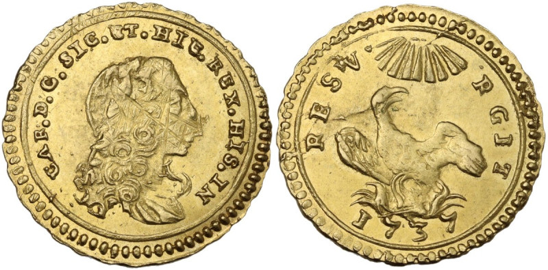 Palermo. Carlo di Borbone (1734-1759). Oncia 1737. Sp. 57/58; MIR (Sicilia) 564/...