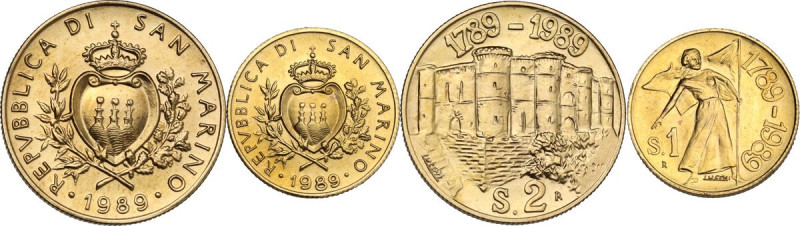 San Marino. Monetazione attuale (dal 1972). 2 Scudi e Scudo oro 1989. Mont. 13, ...