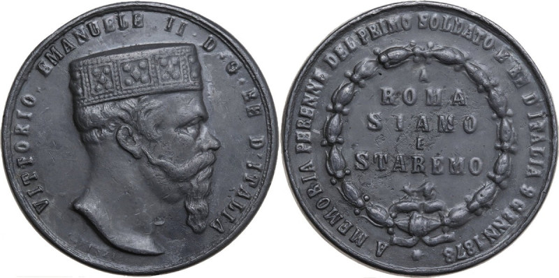 Vittorio Emanuele II (1820-1878). Medaglia 1878 per la morte. Peltro. 54.00 mm. ...