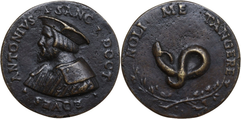 Antonio Santi (XVI sec.), medico. Medaglia, secondo quarto del XVI secolo. D/ AN...