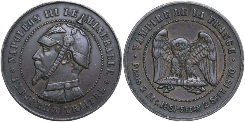 France. Napoleon III (1852-1870). Satirical AE Medailette for Napoléon's Humilia...