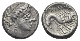 THE WEST CELTS. Northern Italy (Insubrian Territory-Cisalpina). Toutiopouos. Third quarter of the 2nd Century BC. Drachm (Silver, 15.50 mm, 2.39 g). H...