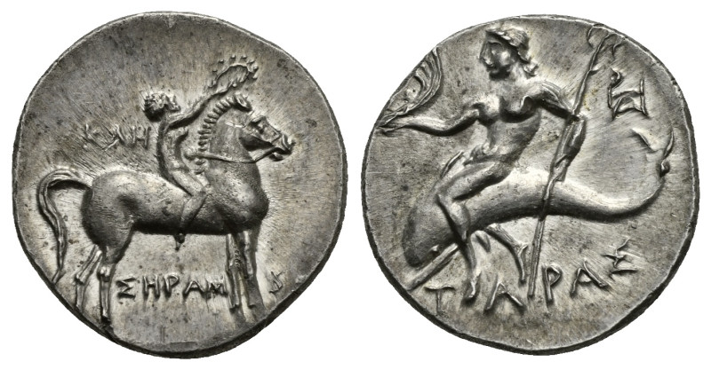 CALABRIA. Tarentum. Occupation of Hannibal, circa 212-209 BC. Half-Shekel or Red...
