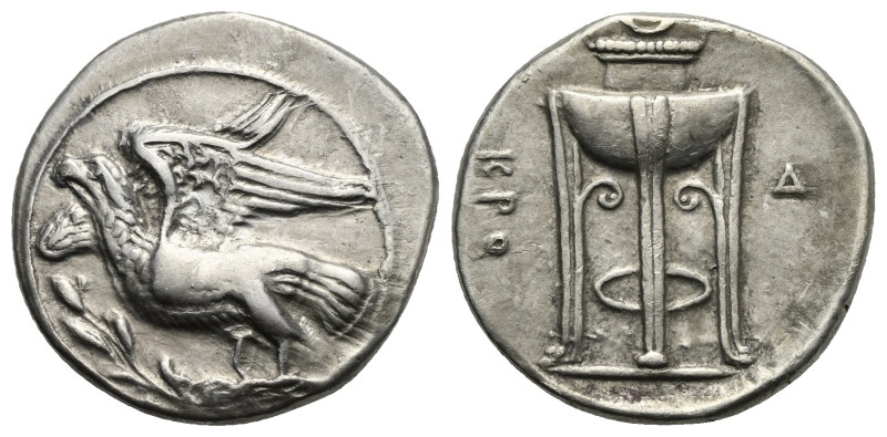 BRUTTIUM, Kroton. Circa 350-300 BC. Stater (Silver 24 mm, 7.62 g). Eagle with sp...