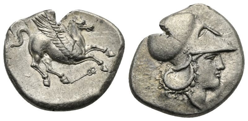 BRUTTIUM. Hipponium. 350-300 BC. Stater (Silver, 22.7 mm, 8.37 g). Pegasus flyin...