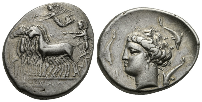 SICILY. Panormos. Circa 360-340 BC. Tetradrachm (Silver, 32 mm, 16.96 g). Chario...