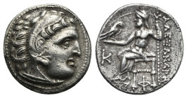 KINGS OF MACEDON. Alexander III 'the Great', 336-323 BC. Drachm (Silver, 18.00 mm, 4.25 g). Kolophon, circa 310-301 BC. Head of Herakles to right, wea...