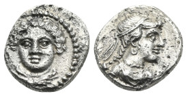 CILICIA. Tarsos. Tarkumuwa (Datames), Satrap of Cilicia and Cappadociacirca, 384-361/0 BC. Obol (Silver, 9.50 mm, 0.78 g). Circa 380 BC. Female head f...