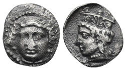 CILICIA. Tarsos. Circa 389-375 BC. Obol (Silver, 9.00 mm, 0.61 g). Female head facing slightly to left, wearing pendant earrings and a hair band visib...