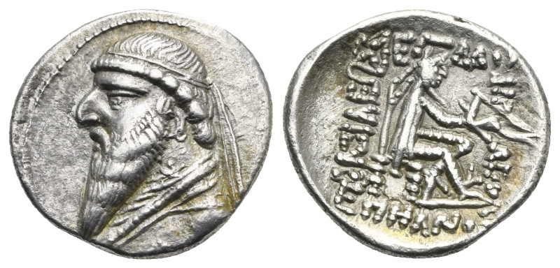 KINGS OF PARTHIA. Mithradates II, circa 121-91 BC. Drachm (Silver, 20.00 mm, 3.8...