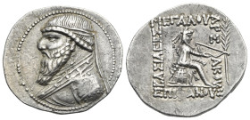 KINGS OF PARTHIA. Mithradates II, circa 121-91 BC. Tetradrachm (Silver, 32.00 mm, 16.14 g). Seleukia on the Tigris, circa 120-109 BC. Diademed and dra...