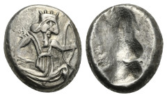 PERSIA. Achaemenid Empire. Time of Xerxes II to Artaxerxes II. Circa 420-375 BC. Siglos (Silver, 15.00 mm, 5.52 g). Sardes. Persian king or hero weari...