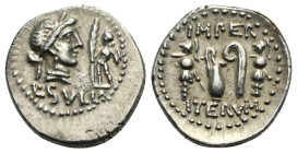 L. Cornelius Sulla, 84-83 BC. Denarius (Silver, 19.00 mm, 3.96 g). mint moving with Sulla in Asia or Greece. Diademed head of Venus to right; in field...