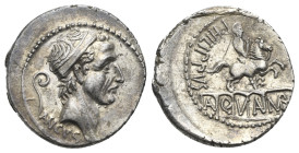 L. Marcius Philippus, 57 BC. Denarius (Silver, 20 mm, 3.55 g) Roma. ANCVS Diademed head of Ancus Marcius to right; behind, lituus. Rev. PHILIPPVS Eque...