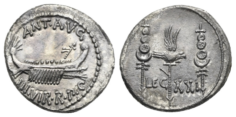 Mark Antony. Autumn 32-spring 31 BC. Denarius (Silver 19 mm, 3.74 g). Patrae(?) ...