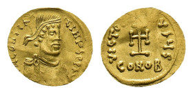 Constantinus IV Pogonatus, 668-685. Tremissis (Gold, 16.96 mm, 1.45 g). Constantinopolis, 669-674. δN CONSTAN TINЧS PP AЧ Diademed, draped and cuirass...