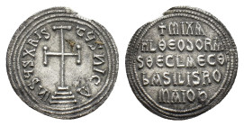 Michael III “the Drunkart” with Theodora and Thecla, 842-867. Miliaresion (Silver, 23.08 mm, 1.97 g). Constantinopolis, circa 842-856 AD. IhSЧS XRIS τ...