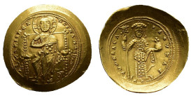 Constantine X Ducas, 1059-1067. Histamenon (Gold, 26 mm, 4.42 g). Constantinopolis. +IҺS IXS REX REGNANTIҺm Christ, nimbate, seated facing on straight...